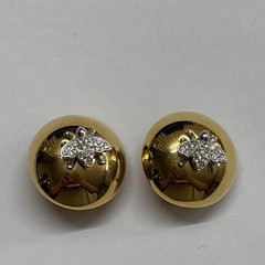 Joan Rivers Gold Tone Button Crystal Bee Clip on Earring