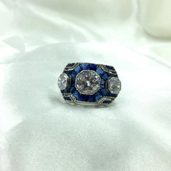 3Ct Art Deco Style Lab Created Diamond Wedding Engagement 14K White Gold FN Ring