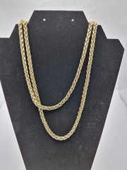 Long Gold Tone chain necklace Vintage Flapper style often worn double 56in