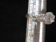 Art Deco Sze 7.5 Lab-Created Diamond & Blue Sapphire Engagement Silver Ring