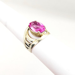 Vintage Luxury Soviet RING Silver⭐️875 with Big Bright Ruby -10.5US (20mm) | #77
