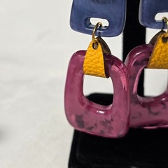 Colorful Acrylic Statement Drop Earrings Multicolored Geometric Shapes