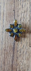 VINTAGE BALTIC AMBER STERLING SILVER BROOCH