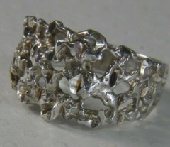 Open Nugget 1/2″ N to S STERLING SILVER 0.925 vintage Men’s BAND RING SIZE 6.25