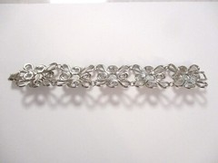 Avon Bracelet & Clip On Earring Set Silver Plated Metal Blue Rhinestones, Signed