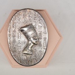 Antique Sterling Silver Queen Nefertiti Egyptian Revival Brooch Trombone Clasp