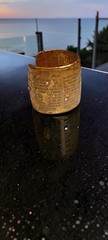 Rare Brigitte Ross Gold Hammered Literary Cuff Bracelet Alfred De Musset French