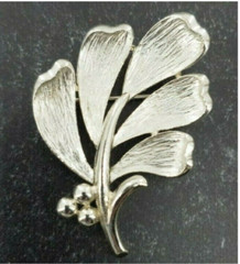Vintage 1970s 1980s Silver Floral Brooch Pin Silver Tone Textured Estate Jewelry