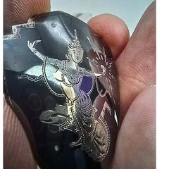 Rare Vintage Niello Brooch Pin Siam Sterling Silver Goddess Mekkala Thailand