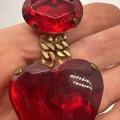 Vintage Large Heart Shaped Pin Red Copper