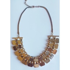 Vintage Gold Metal & Ivory Plastic Cleopatra Egyptian Revival Statement Necklace