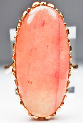 Antique 13/14K Gold Huge Strawberry Quartz Ring 21x11mm Oval Size 6.75 5.8 Grams