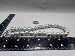 Minimalist Light Grey Glass Pearl Choker Stainless Toggle