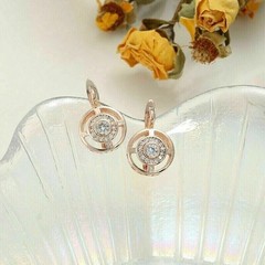 Art Deco Round Cut Lab Created Diamond 14Ct Rose Gold Plated Earrings