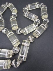 OUTSTANDING ART DECO 1980’S ITALIAN LUCITE RHINESTONE 33″ STATEMENT NECKLACE