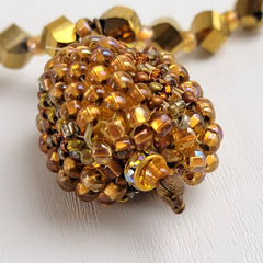 Vintage Gold Crystal Pendant Beaded Necklace 21 in Box Clasp