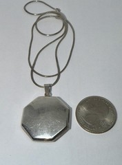 Antique Art Deco Octagon Shaped Sterling Locket Necklace 17”
