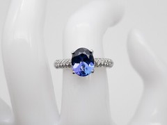 Estate $6000 3ct Natural Tanzanite VS G Diamond 18k White Gold Ring Band