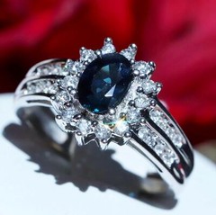 14k white gold 1.25ct natural diamond size 5.75 ring sapphire halo heated 3.35gr