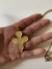 Vintage Goltone Necklace With Cross Pendant 29’ in Chain 2 in X 1.5 in