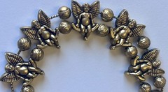 Vintage Cherub Cupid Angel Link Bracelet Bronze Tone Figural Romantic Gothic