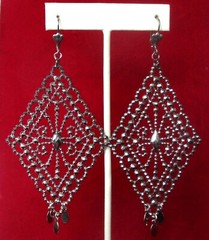 Pair of Antique Large Stamped Cut Steel Earrings