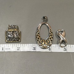 Pendant Lot Silver Gold Tone Open work Ornate Mix 3 pendnats
