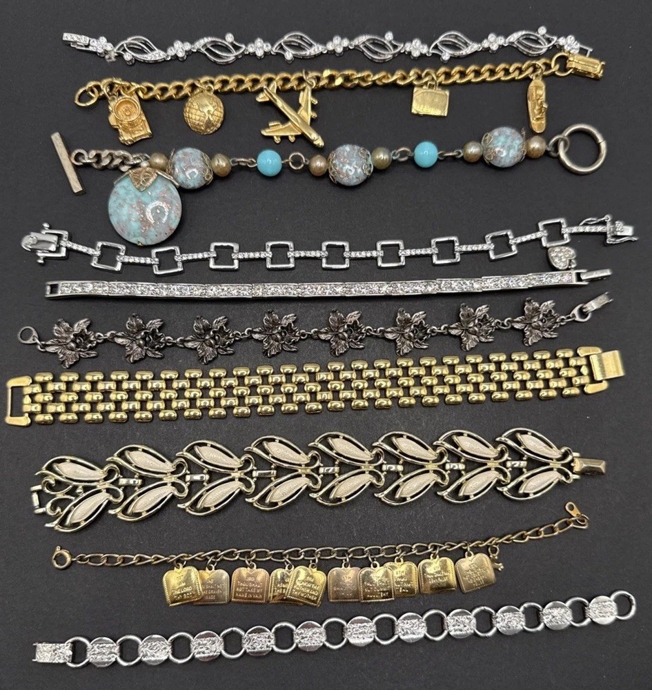 Lot Of 10 Bracelets Vintage To Now Some Signed Ls Cov S-80 N J4