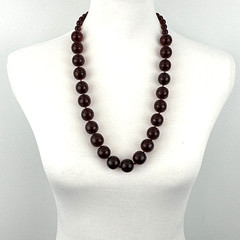 CHERRY amber bakelite necklace – 29″ & 116 grams of 19mm 10mm clear red beads