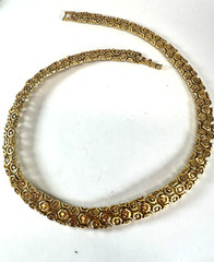 Vintage Necklace Collar Cobblestone Honeycomb Goldtone Shiny 19 inches