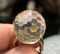 Vintage VENDOME Faceted Crystal Disco Ball Cocktail RING~Square Shank~Patent,FJT