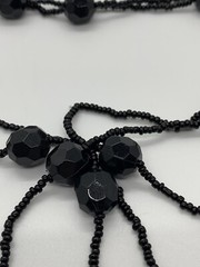 Vintage Black Beaded Necklace 29 in LONG
