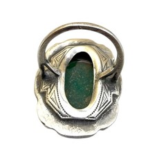 7.2g Antique Vintage Deco 925 Sterling Silver Marcasite Green Onyx Ring S 4.75