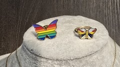 Vintage 1970s 1980s Enameled Butterfly Jewelry Necklaces Ring Rainbow Pin
