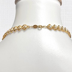 Vintage Napier Necklace Gold Tone Chain Imitation Pearl Intwined Classic 24″