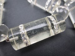 OUTSTANDING ART DECO 1980’S ITALIAN LUCITE RHINESTONE 33″ STATEMENT NECKLACE