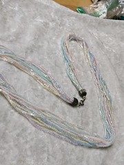 Vintage Long Pastel Pink Blue Green Microbead Multistrand Necklace 26in