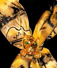Green‑Eyed Tiger Scarf Clip & Brooch Vintage 1970s