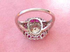 Art Deco Style 2Ct Lab-Created Diamond Ruby Halo Cocktail Ring 14k White Gold FN