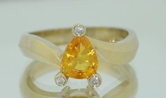 14K Natural 1 Carat Yellow Sapphire & Diamond Ring