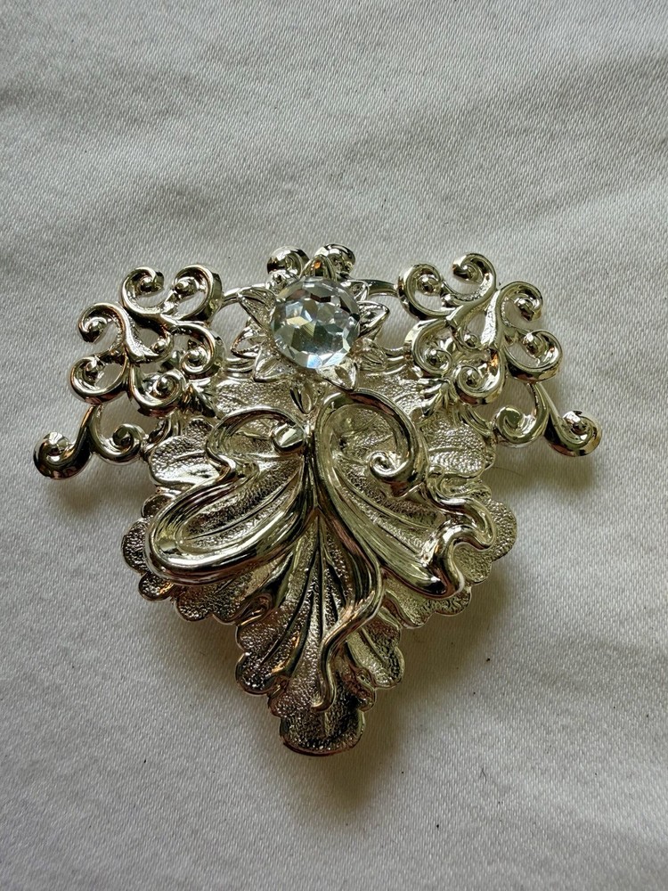 Angels of Love Wisdom Brooch Pin Crystal Silver Tone w Card Kingwood TX 1994