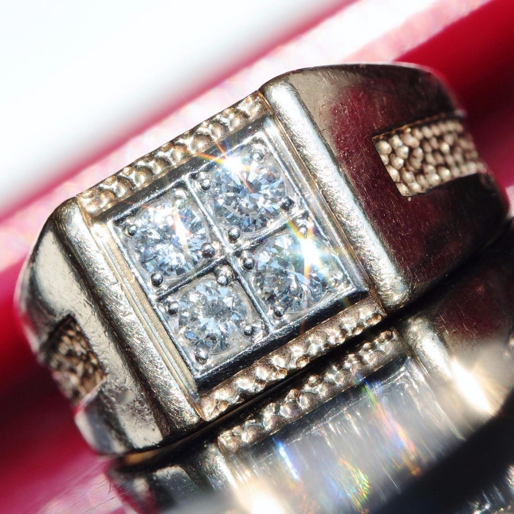 14k yellow gold ring 0.80ct natural diamond size 8 vintage handmade 7.2gr N1078A