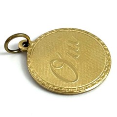 Vintage French Oui Charm Yes Necklace Pendant Brass Metal Jewelry