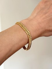 Vintage Portuguese 19K Yellow Gold Articulated Line Bracelet Turquoise Clasp