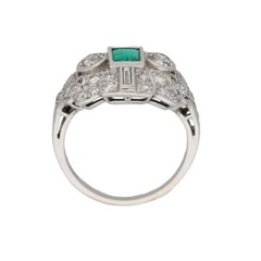 1.20Ct Green Ractangle CZ Antique Engagement Ring Solid 925 Sterling Silver