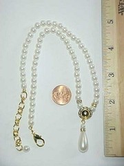 VINTAGE GOLD PEARL BEADED DROP CRYSTAL RHINESTONE & RONDELLE NECKLACE L816
