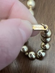 Vintage Carol Dauplaise Gold & White Beaded Long Necklace Signed Nice!