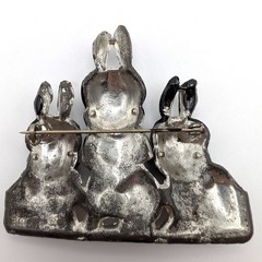 Enamel Bunny Brooch, Pot Metal Rhinestone – Enamel Chips and Missing Rhinestones