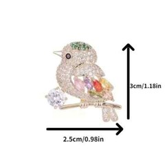 Sparkling Magpie Bird Brooch Pin-Rhinestone Crystal Jewelry for Women Dress/Coat