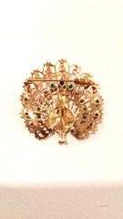 Vintage Peacock Brooch 14kt Gold with Gemstones